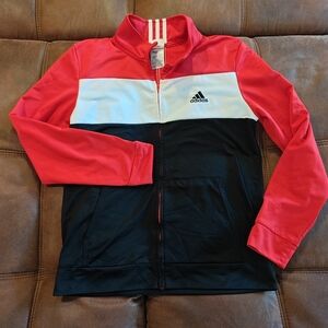 Adidas Youth XL Track Jacket Tricolor Striped Zip Up
